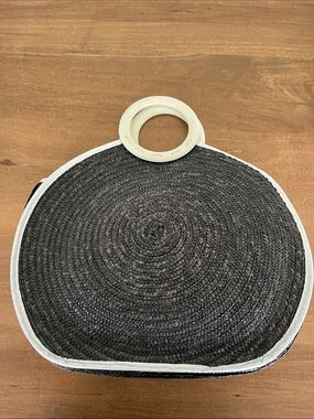 Black and White Straw Handbag